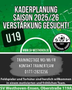 Mehr über den Artikel erfahren U19 sucht Verstärkung