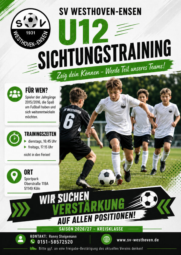 Mehr über den Artikel erfahren U12 sucht Verstärkung