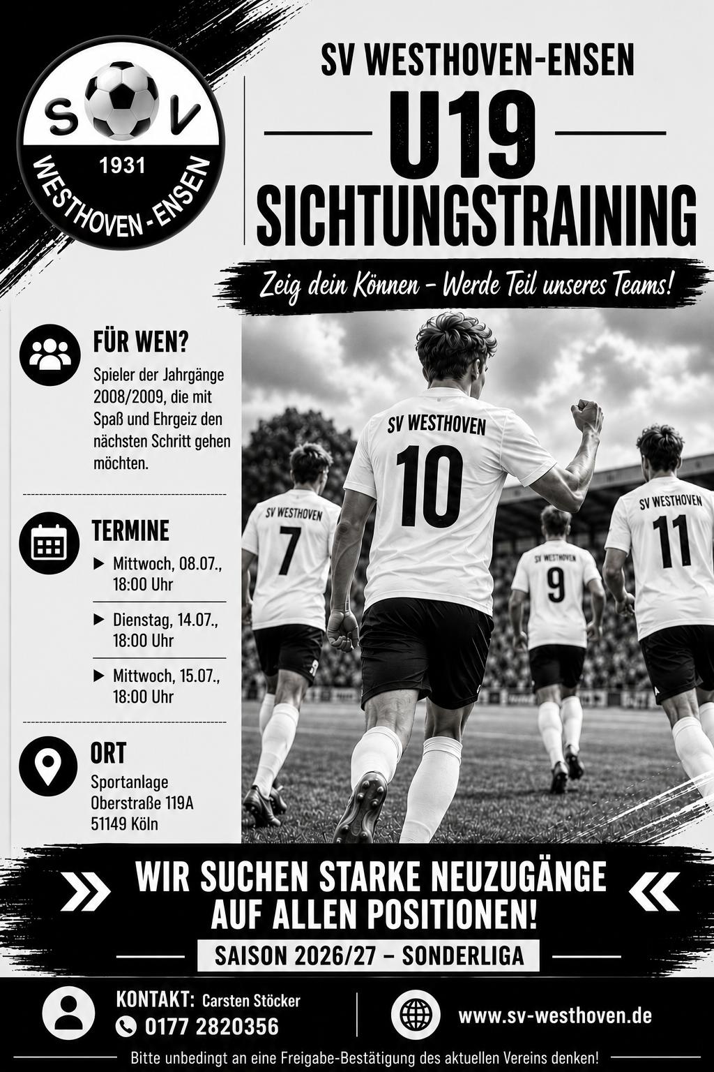 Mehr über den Artikel erfahren U19-Sichtungstraining